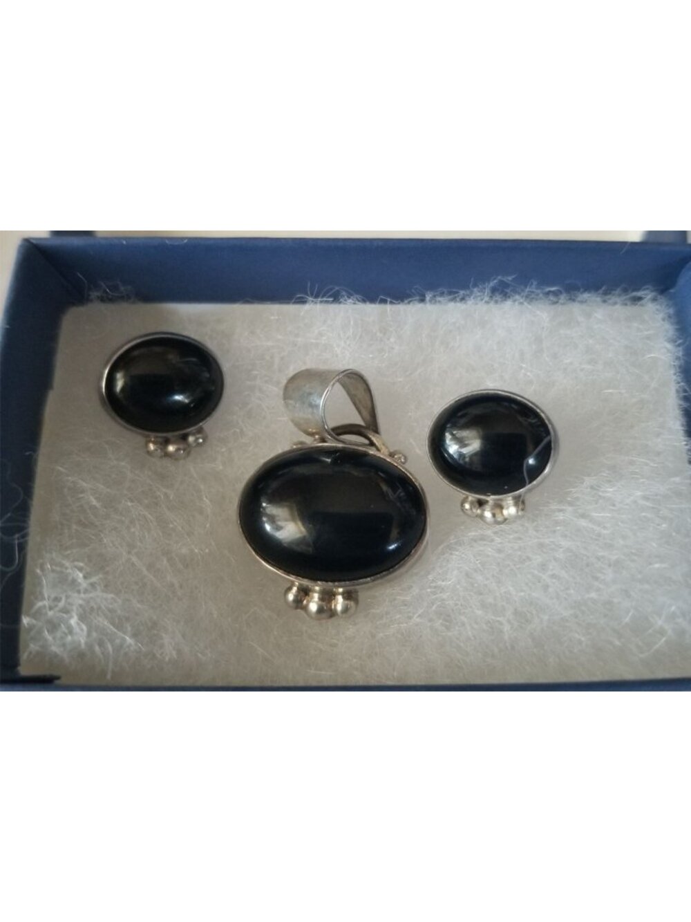 Pendant Earrings Set Triangle  Onyx Earrings 1 cm x 1 cm Pendant 3 cm x 2 cm